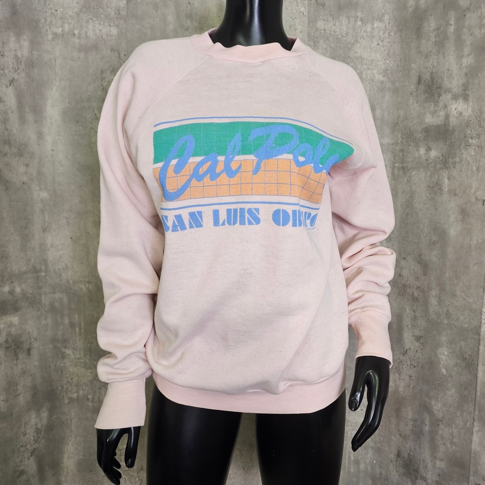 Vintage 85 Cal Poly San Luis Obispo Pink Raglan Sweatshirt Wideworld Sportswear